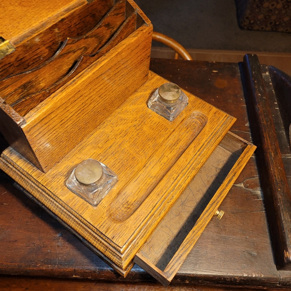 Antique Wooden Desk Set - Picture 13 of 14